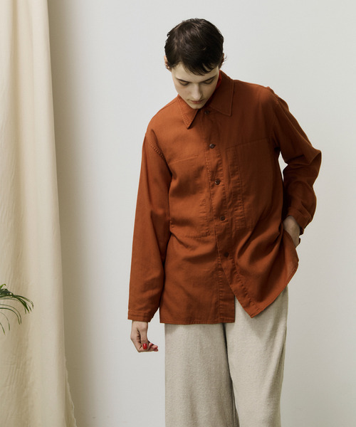 UNFIL(アンフィル)の「unfil アンフィル / egyptian cotton panama shirt jacket エジプトコットンパナマシャツジャケット 超長綿 / WVSP-UW134(ミリタリージャケット・レディース・ブルー/ブラウン系その他/レッド系その他・0)」の5枚目の写真