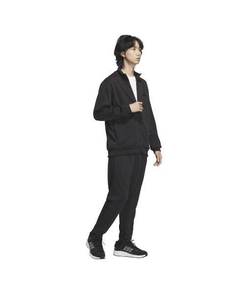adidas（アディダス）の「アディダス adidas スリーストライプス スリムフィット ダブルニット オープンヘム トラックパンツ（その他パンツ・メンズ・ブラック×ブラック/ブラック×ホワイト・S/M/L/LL/3L）」の8枚目の写真