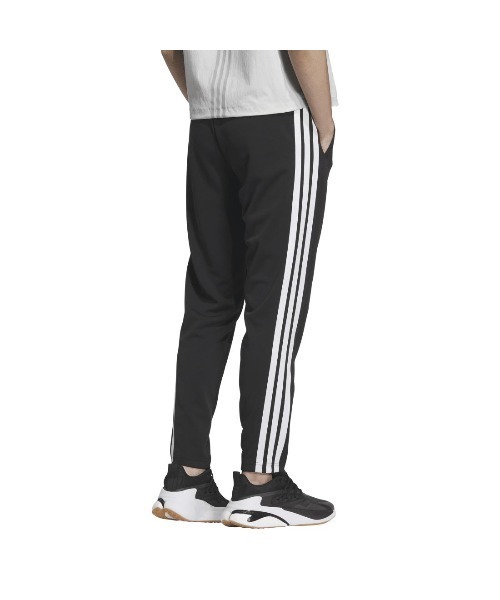adidas（アディダス）の「アディダス adidas スリーストライプス スリムフィット ダブルニット オープンヘム トラックパンツ（その他パンツ・メンズ・ブラック×ブラック/ブラック×ホワイト・S/M/L/LL/3L）」の3枚目の写真
