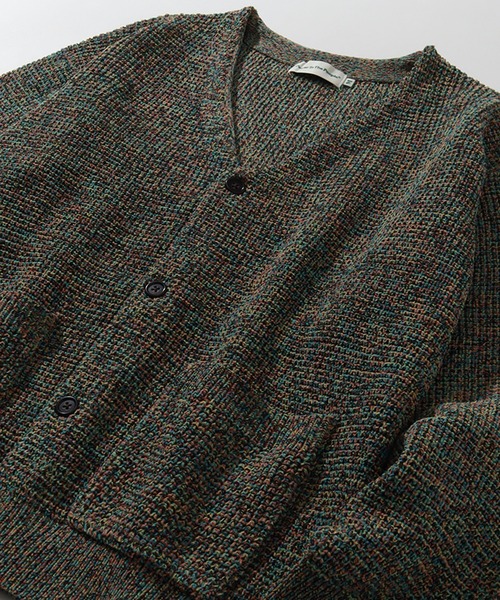 POWER TO THE PEOPLE（パワートゥーザピープル）の「【POWER TO THE PEOPLE/パワートゥーザピープル】スフレニット カーディガン（カーディガン/ボレロ・メンズ・サックスブルー/グレイッシュベージュ/スモークピンク/マルチ/イエロー×グリーン・M/L/LL）」の10枚目の写真