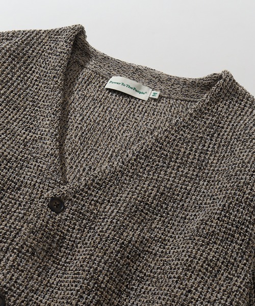 POWER TO THE PEOPLE（パワートゥーザピープル）の「【POWER TO THE PEOPLE/パワートゥーザピープル】スフレニット カーディガン（カーディガン/ボレロ・メンズ・サックスブルー/グレイッシュベージュ/スモークピンク/マルチ/イエロー×グリーン・M/L/LL）」の13枚目の写真