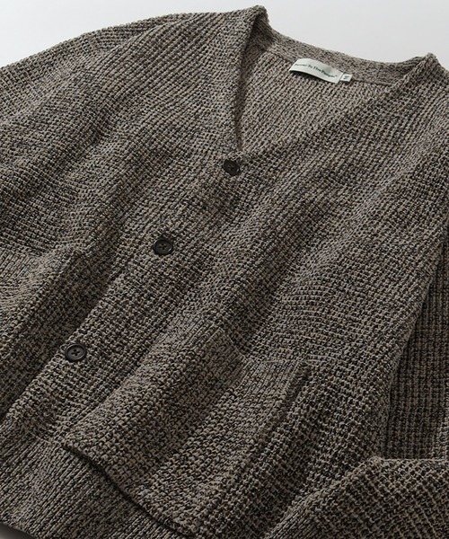 POWER TO THE PEOPLE（パワートゥーザピープル）の「【POWER TO THE PEOPLE/パワートゥーザピープル】スフレニット カーディガン（カーディガン/ボレロ・メンズ・サックスブルー/グレイッシュベージュ/スモークピンク/マルチ/イエロー×グリーン・M/L/LL）」の8枚目の写真