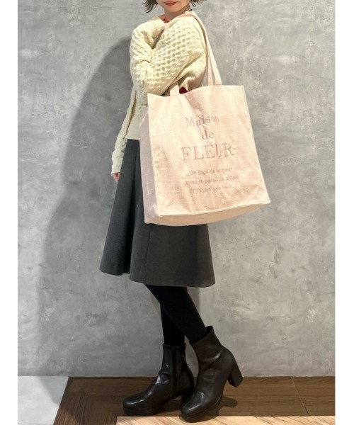 ツイードロゴ刺繍スクエアトートバッグ（トートバッグ）｜Maison