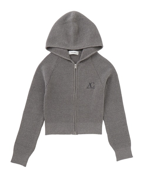 aclent スウェットライクジップニットフーディー スウェットライク