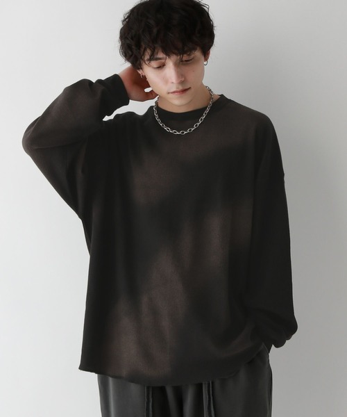 REmastered(リマスタード)の「【REmastered】ブリーチワッフルロンT(Tシャツ/カットソー・メンズ・ブラック・MEDIUM/LARGE)」の1枚目の写真
