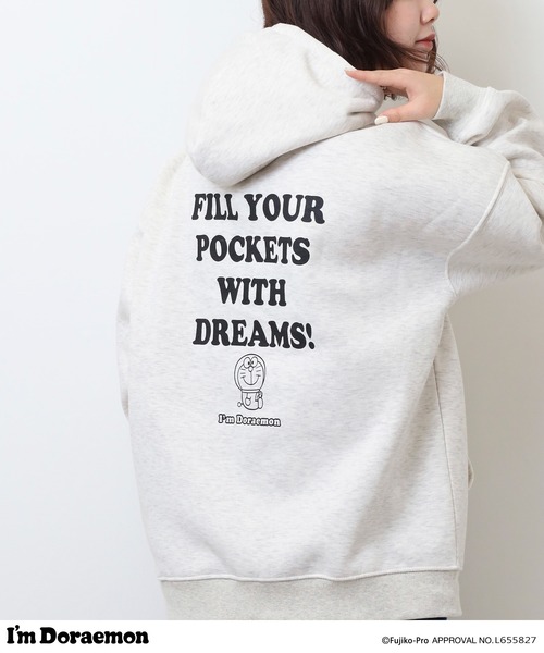 sanrio(サンリオ)の「I’m Doraemon裏起毛ビッグシルエットプルパーカー(パーカー・メンズ・オートミール/ブラック・FREE)」の7枚目の写真