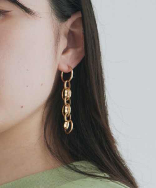 kiehtova（キエトヴァ）の「【kiehtova】OVAL CHAIN PIERCE/オーバルチェーンピアス（ピアス（両耳用）・レディース・ゴールド/シルバー・FREE）」の2枚目の写真