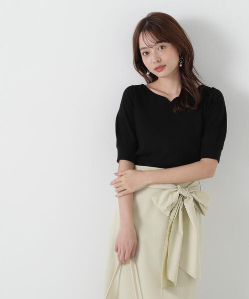 PROPORTION BODY DRESSING（プロポーションボディドレッシング）の「ハートネック５分袖総針ニット / 1215170303（ニット/セーター・レディース・ブラック/グレー/ホワイト系その他/レッド・SMALL/MEDIUM）」の8枚目の写真