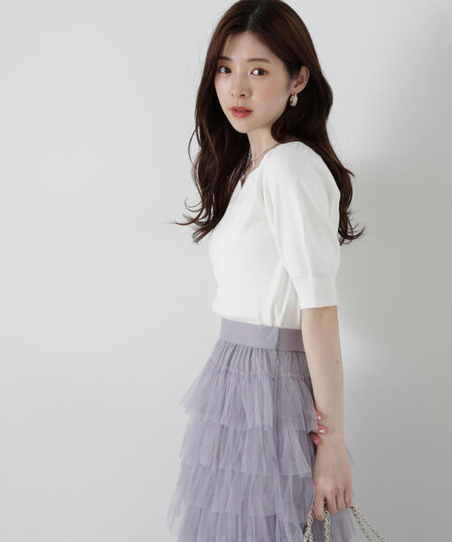 PROPORTION BODY DRESSING（プロポーションボディドレッシング）の「ハートネック５分袖総針ニット / 1215170303（ニット/セーター・レディース・ブラック/グレー/ホワイト系その他/レッド・SMALL/MEDIUM）」の16枚目の写真