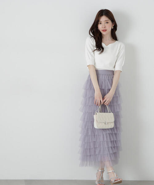 PROPORTION BODY DRESSING（プロポーションボディドレッシング）の「ハートネック５分袖総針ニット / 1215170303（ニット/セーター・レディース・ブラック/グレー/ホワイト系その他/レッド・SMALL/MEDIUM）」の19枚目の写真