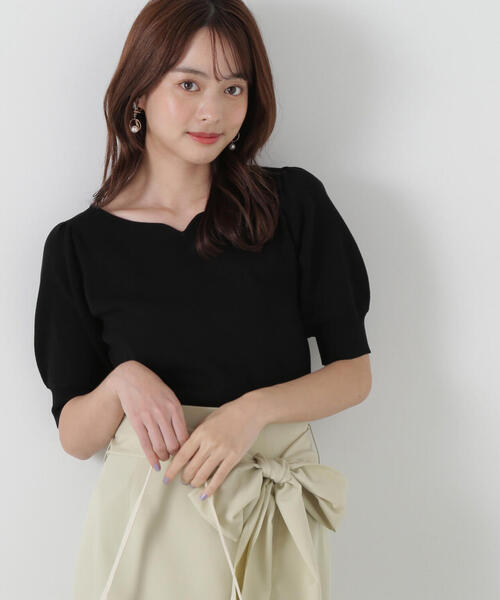 PROPORTION BODY DRESSING（プロポーションボディドレッシング）の「ハートネック５分袖総針ニット / 1215170303（ニット/セーター・レディース・ブラック/グレー/ホワイト系その他/レッド・SMALL/MEDIUM）」の3枚目の写真