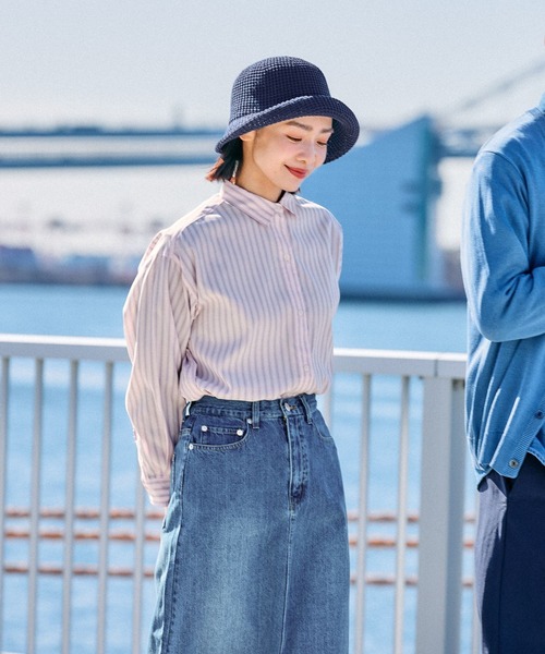 FOUND GOOD（ファウンドグッド）の「コタットレギュラーシャツLS（シャツ/ブラウス・レディース・グリーン/ピンク系/グレー系/ブルー系・M/S/L）」の4枚目の写真