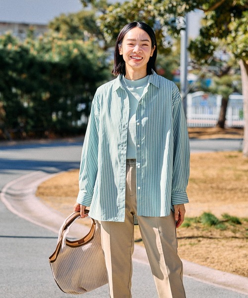 FOUND GOOD（ファウンドグッド）の「コタットレギュラーシャツLS（シャツ/ブラウス・レディース・グリーン/ピンク系/グレー系/ブルー系・M/S/L）」の3枚目の写真