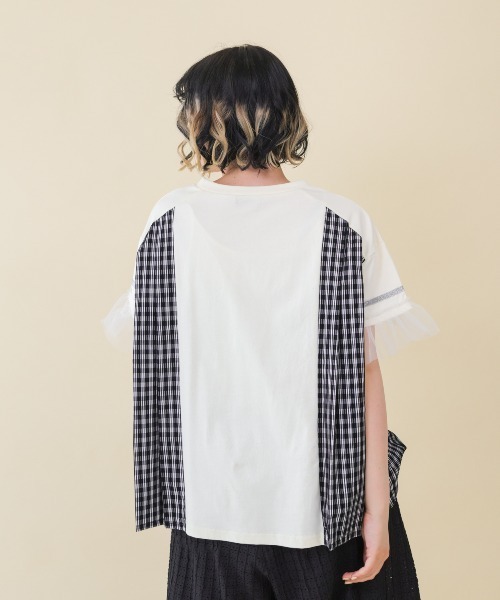 unica(ユニカ)の「サイドプリーツチェックT(Tシャツ/カットソー・レディース・ブラック/オフホワイト・F)」の10枚目の写真