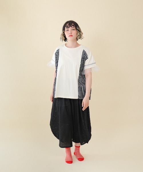 unica(ユニカ)の「サイドプリーツチェックT(Tシャツ/カットソー・レディース・ブラック/オフホワイト・F)」の11枚目の写真