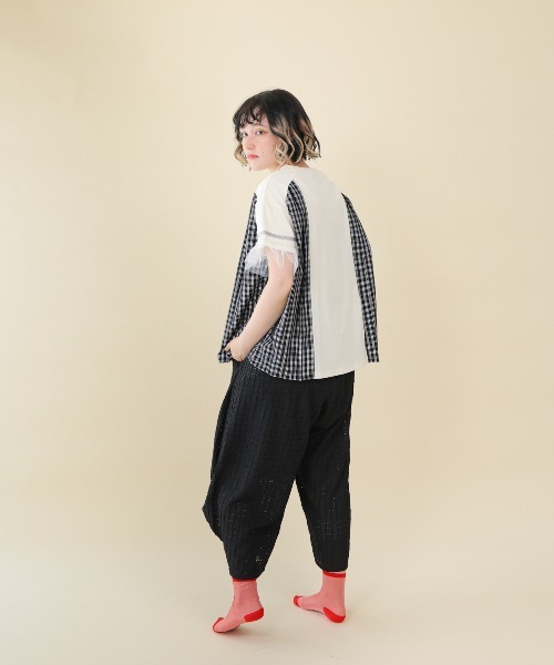 unica(ユニカ)の「サイドプリーツチェックT(Tシャツ/カットソー・レディース・ブラック/オフホワイト・F)」の12枚目の写真