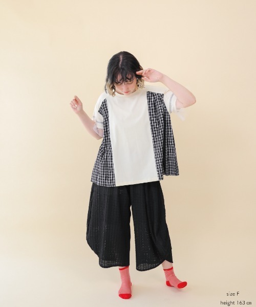unica(ユニカ)の「サイドプリーツチェックT(Tシャツ/カットソー・レディース・ブラック/オフホワイト・F)」の13枚目の写真