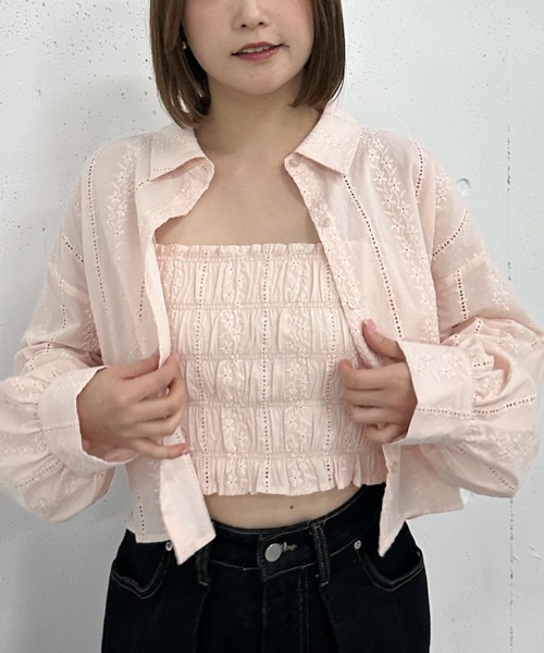 archives（アルシーヴ）の「コットンレースビスチェ×シャツＳＥＴ（シャツ/ブラウス・レディース・ピンク/オフホワイト/ブルー/ブラック・MEDIUM）」の5枚目の写真