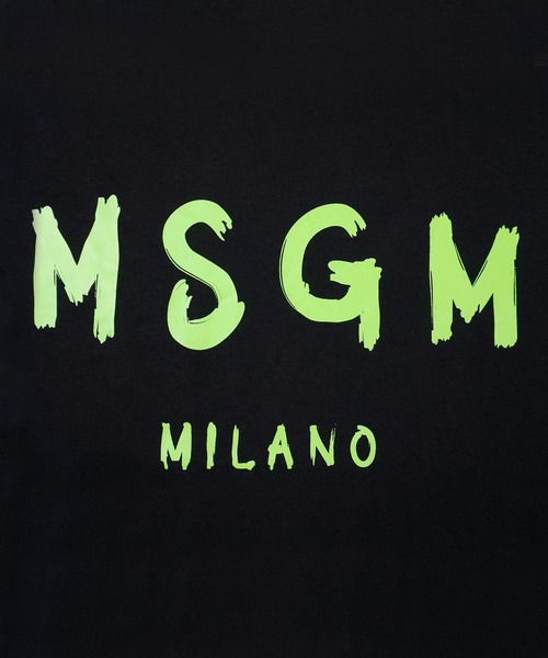 MSGM（エムエスジーエム）の「MSGMブラッシュロゴTシャツ（Tシャツ/カットソー・メンズ・ブラック×グリーン・S/M/L/XL/XS）」の3枚目の写真