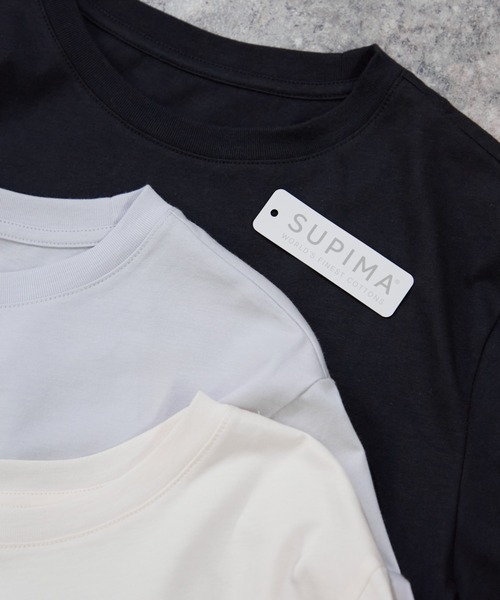 TRIANGLE PALETTE(トライアングルパレット)の「シルクタッチ フレンチロゴ半袖Tシャツ/ スーピマコットン(Tシャツ/カットソー・レディース・ブルー系その他/ブラック/アイボリー・FREE)」の4枚目の写真