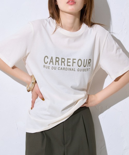TRIANGLE PALETTE(トライアングルパレット)の「シルクタッチ フレンチロゴ半袖Tシャツ/ スーピマコットン(Tシャツ/カットソー・レディース・ブルー系その他/ブラック/アイボリー・FREE)」の10枚目の写真