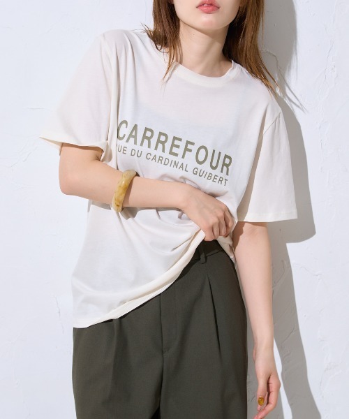 TRIANGLE PALETTE(トライアングルパレット)の「シルクタッチ フレンチロゴ半袖Tシャツ/ スーピマコットン(Tシャツ/カットソー・レディース・ブルー系その他/ブラック/アイボリー・FREE)」の11枚目の写真