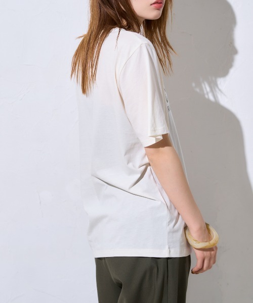 TRIANGLE PALETTE(トライアングルパレット)の「シルクタッチ フレンチロゴ半袖Tシャツ/ スーピマコットン(Tシャツ/カットソー・レディース・ブルー系その他/ブラック/アイボリー・FREE)」の12枚目の写真