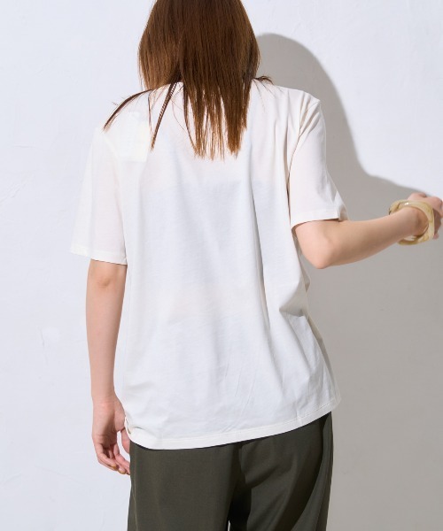 TRIANGLE PALETTE(トライアングルパレット)の「シルクタッチ フレンチロゴ半袖Tシャツ/ スーピマコットン(Tシャツ/カットソー・レディース・ブルー系その他/ブラック/アイボリー・FREE)」の13枚目の写真