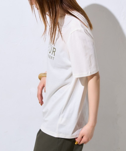 TRIANGLE PALETTE(トライアングルパレット)の「シルクタッチ フレンチロゴ半袖Tシャツ/ スーピマコットン(Tシャツ/カットソー・レディース・ブルー系その他/ブラック/アイボリー・FREE)」の14枚目の写真