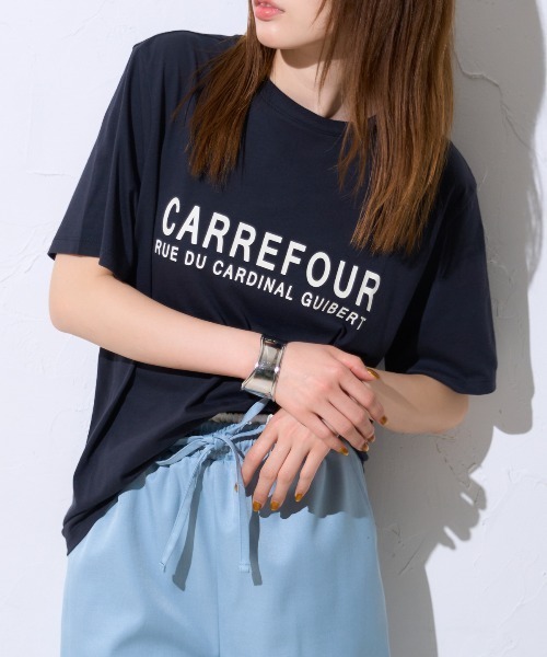 TRIANGLE PALETTE(トライアングルパレット)の「シルクタッチ フレンチロゴ半袖Tシャツ/ スーピマコットン(Tシャツ/カットソー・レディース・ブルー系その他/ブラック/アイボリー・FREE)」の15枚目の写真