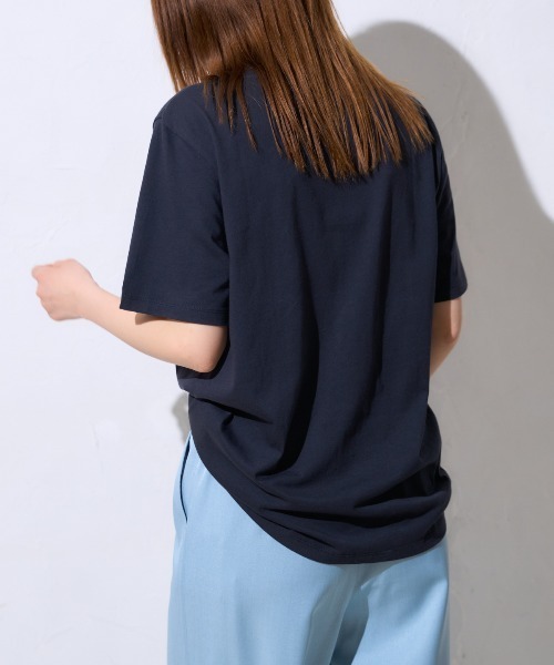 TRIANGLE PALETTE(トライアングルパレット)の「シルクタッチ フレンチロゴ半袖Tシャツ/ スーピマコットン(Tシャツ/カットソー・レディース・ブルー系その他/ブラック/アイボリー・FREE)」の8枚目の写真