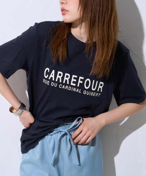 TRIANGLE PALETTE(トライアングルパレット)の「シルクタッチ フレンチロゴ半袖Tシャツ/ スーピマコットン(Tシャツ/カットソー・レディース・ブルー系その他/ブラック/アイボリー・FREE)」の16枚目の写真