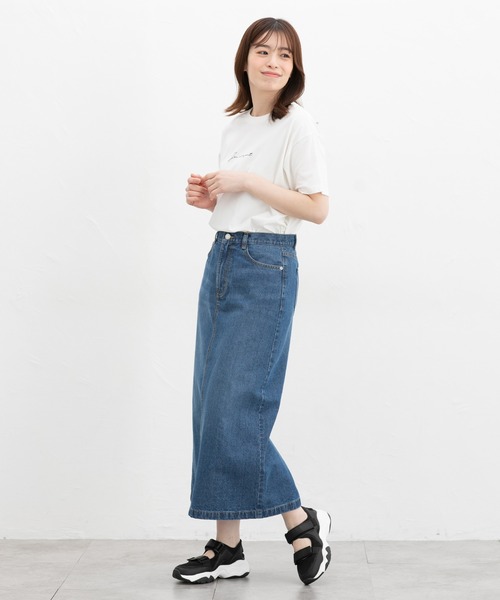 Honeys（ハニーズ）の「【ハニさら・接触冷感・ＵＶカット】きれいめロゴＴシャツ（Tシャツ/カットソー・レディース・モカ/グリーン/ホワイト×ブラック/ホワイト×ブルー/サックスブルー/ブラック・L/LL/M/S）」の8枚目の写真