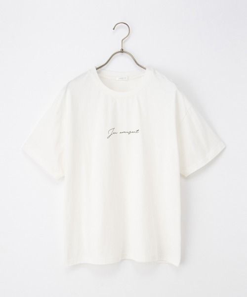 Honeys（ハニーズ）の「【ハニさら・接触冷感・ＵＶカット】きれいめロゴＴシャツ（Tシャツ/カットソー・レディース・モカ/グリーン/ホワイト×ブラック/ホワイト×ブルー/サックスブルー/ブラック・L/LL/M/S）」の22枚目の写真