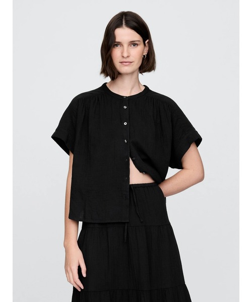 GAP（ギャップ）の「クリンクルガーゼ ドルマンシャツ（シャツ/ブラウス・レディース・ブルー/オフホワイト/ブラック/ピンク/グリーン・S/XS/L/M/XXS）」の3枚目の写真