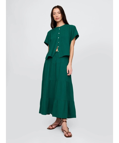GAP（ギャップ）の「クリンクルガーゼ ドルマンシャツ（シャツ/ブラウス・レディース・ブルー/オフホワイト/ブラック/ピンク/グリーン・S/XS/L/M/XXS）」の7枚目の写真