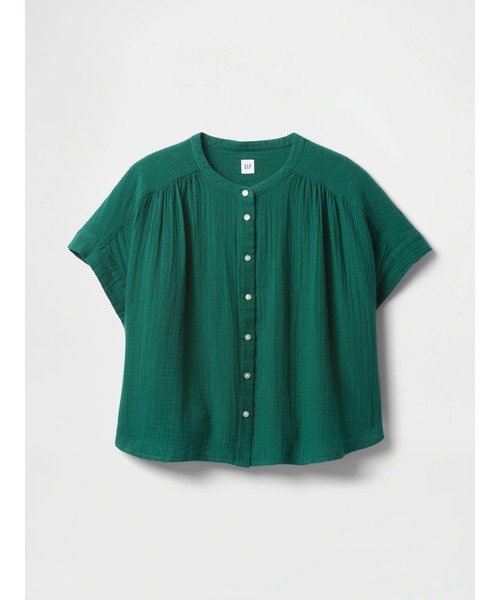新品未使用【GAP】クリンクルガーゼ シャツ シンプルグリーン XS セール】クリンクルガーゼ ドルマンシャツ（シャツ/ブラウス