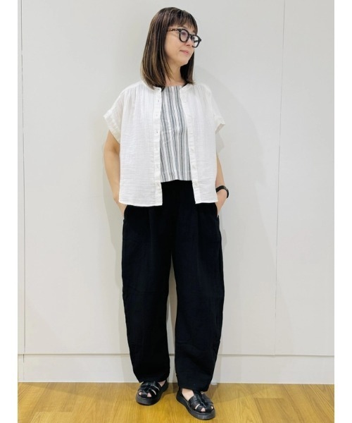 GAP（ギャップ）の「クリンクルガーゼ ドルマンシャツ（シャツ/ブラウス・レディース・ブルー/オフホワイト/ブラック/ピンク/グリーン・S/XS/L/M/XXS）」の14枚目の写真