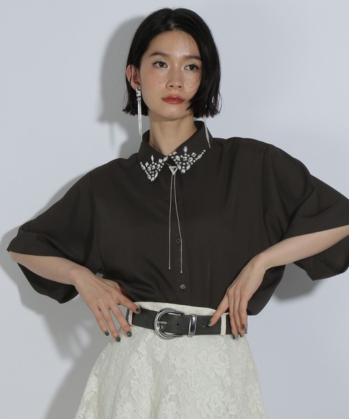 HARE エリビジューシャツ（長袖） HARE（ハレ）の「エリビジューシャツ(HARE)（シャツ/ブラウス