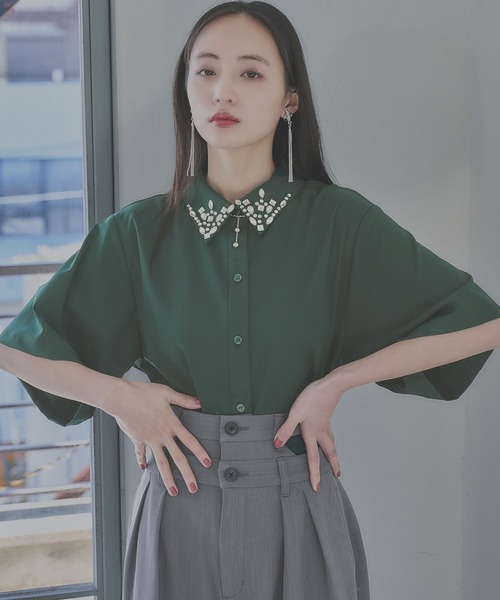 新品　HARE エリビジューシャツSS エリビジューシャツ(HARE)（シャツ/ブラウス）｜HARE（ハレ）の
