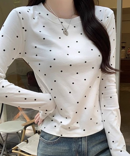 HALEY PESCA(ヘーリーペスカ)の「HALEY PESCA/ドット柄 ベーシック長袖カットソー ロンT(Tシャツ/カットソー・レディース・ブラック/グレー/ホワイト・SMALL/MEDIUM)」の10枚目の写真