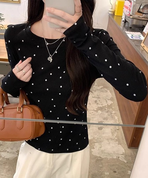 HALEY PESCA(ヘーリーペスカ)の「HALEY PESCA/ドット柄 ベーシック長袖カットソー ロンT(Tシャツ/カットソー・レディース・ブラック/グレー/ホワイト・SMALL/MEDIUM)」の21枚目の写真