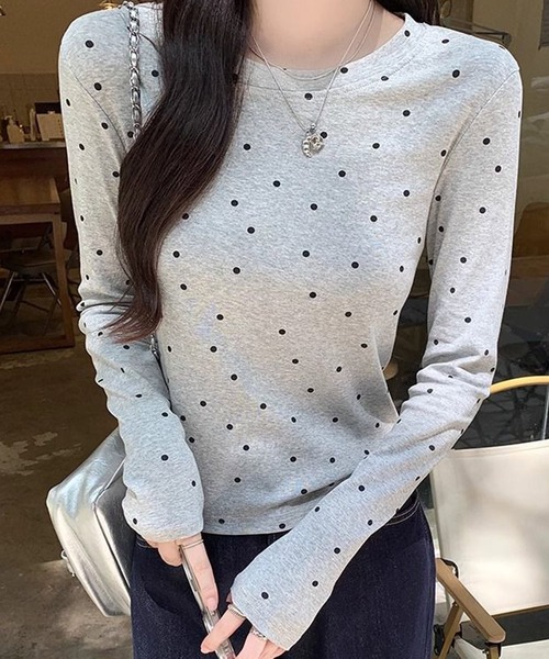 HALEY PESCA(ヘーリーペスカ)の「HALEY PESCA/ドット柄 ベーシック長袖カットソー ロンT(Tシャツ/カットソー・レディース・ブラック/グレー/ホワイト・SMALL/MEDIUM)」の17枚目の写真