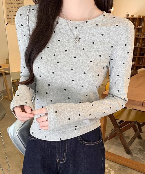 HALEY PESCA(ヘーリーペスカ)の「HALEY PESCA/ドット柄 ベーシック長袖カットソー ロンT(Tシャツ/カットソー・レディース・ブラック/グレー/ホワイト・SMALL/MEDIUM)」の16枚目の写真