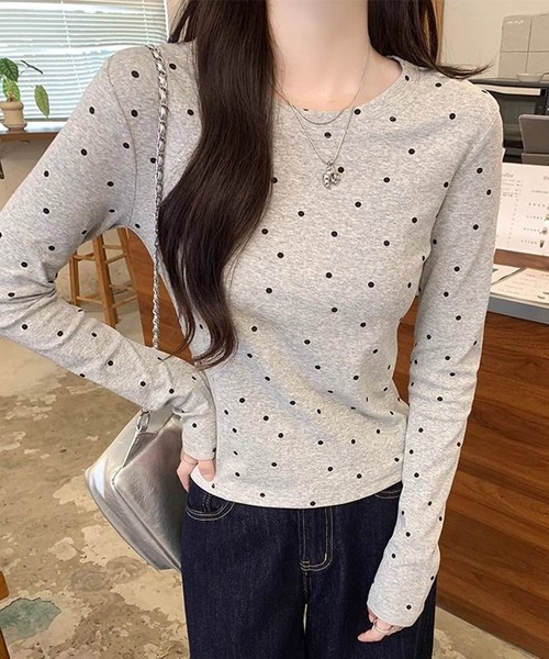 HALEY PESCA(ヘーリーペスカ)の「HALEY PESCA/ドット柄 ベーシック長袖カットソー ロンT(Tシャツ/カットソー・レディース・ブラック/グレー/ホワイト・SMALL/MEDIUM)」の14枚目の写真