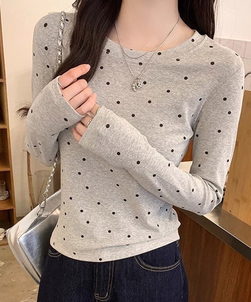 HALEY PESCA(ヘーリーペスカ)の「HALEY PESCA/ドット柄 ベーシック長袖カットソー ロンT(Tシャツ/カットソー・レディース・ブラック/グレー/ホワイト・SMALL/MEDIUM)」の13枚目の写真