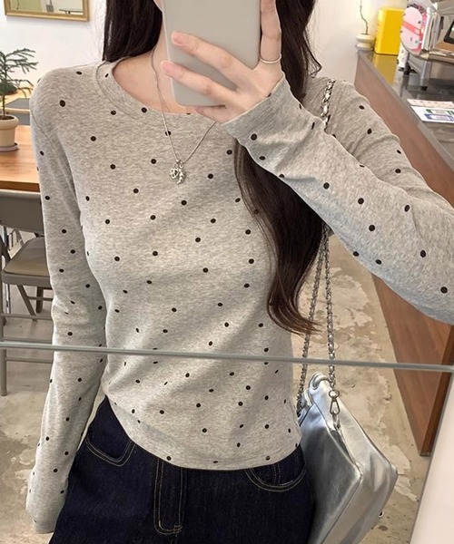 HALEY PESCA(ヘーリーペスカ)の「HALEY PESCA/ドット柄 ベーシック長袖カットソー ロンT(Tシャツ/カットソー・レディース・ブラック/グレー/ホワイト・SMALL/MEDIUM)」の12枚目の写真