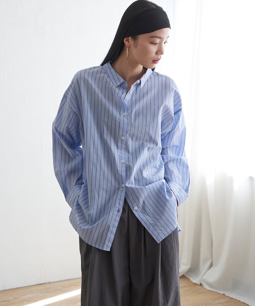 LBC（エルビーシー）の「ふんわり70コットン2WAYシャツ（シャツ/ブラウス・レディース・ホワイト/イエロー/オレンジ/ブルー/ピンク/セージグリーン・M）」の9枚目の写真