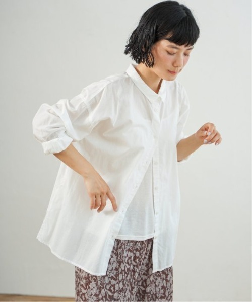 LBC（エルビーシー）の「ふんわり70コットン2WAYシャツ（シャツ/ブラウス・レディース・ホワイト/イエロー/オレンジ/ブルー/ピンク/セージグリーン・M）」の14枚目の写真