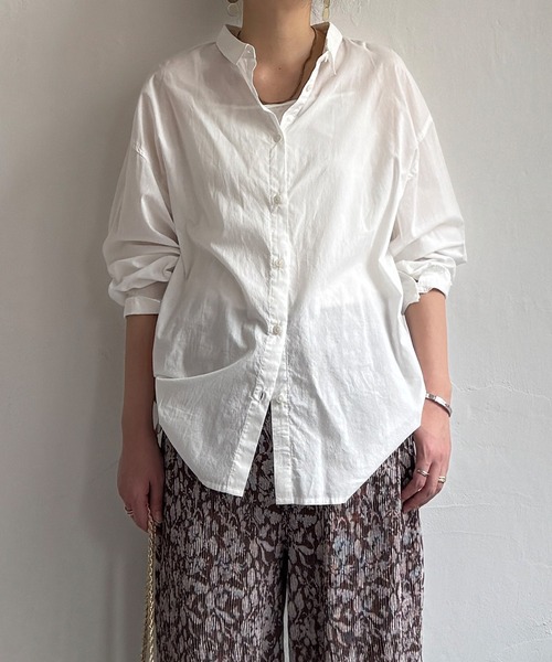 LBC（エルビーシー）の「ふんわり70コットン2WAYシャツ（シャツ/ブラウス・レディース・ホワイト/イエロー/オレンジ/ブルー/ピンク/セージグリーン・M）」の13枚目の写真